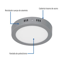 Cargar imagen en el visor de la galería, Plafón redondo, moderno, 12 W, 6500K, LED, gris