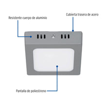 Cargar imagen en el visor de la galería, Plafón cuadrado, moderno, 6 W, 6500 K, LED, gris
