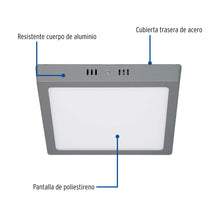 Cargar imagen en el visor de la galería, Plafón cuadrado, moderno, 18 W, 6500 K, LED, gris