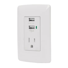 Cargar imagen en el visor de la galería, Contacto aterrizado + 2 puertos USB, blanco, línea Italiana