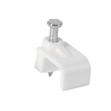 Cargar imagen en el visor de la galería, Grapa para cable plano, 6 X 9.5 mm, blanca, bolsa 20 pzas