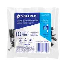Cargar imagen en el visor de la galería, Grapa para cable redondo, 10 mm, negra, bolsa 20 piezas