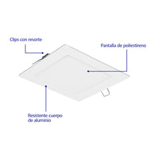 Cargar imagen en el visor de la galería, Luminario led slim de empotrar cuadrado, 6500K, 18W