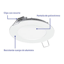 Cargar imagen en el visor de la galería, Luminario led slim de empotrar redondo, 6500K, 12W