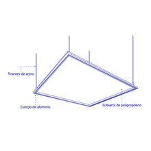 Cargar imagen en el visor de la galería, Panel colgante, 60 x 60 cm, 45 W, 6500 K, LED