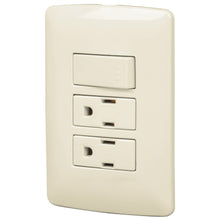 Cargar imagen en el visor de la galería, Placa armada 2 contactos e interruptor,marfil,línea Italiana