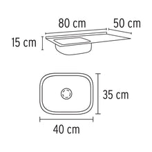 Cargar imagen en el visor de la galería, Tarja de sobreponer 80 x 50 cm, tina izquierda