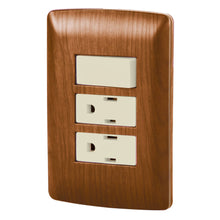 Cargar imagen en el visor de la galería, Placa armada 2 contactos e interruptor,madera,línea Italiana
