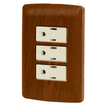 Cargar imagen en el visor de la galería, Placa armada 3 contactos aterrizados, madera, línea Italiana