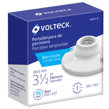 Cargar imagen en el visor de la galería, Portalámpara de porcelana, 3-1/2', circular, Volteck