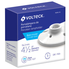 Cargar imagen en el visor de la galería, Portalámpara de porcelana, 4-1/2', circular, Volteck