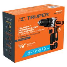 Cargar imagen en el visor de la galería, Taladro inalámbrico compacto batería ion litio 12 V, 3/8'
