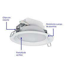 Cargar imagen en el visor de la galería, Empotrado, redondo, 6W, 6500K, LED