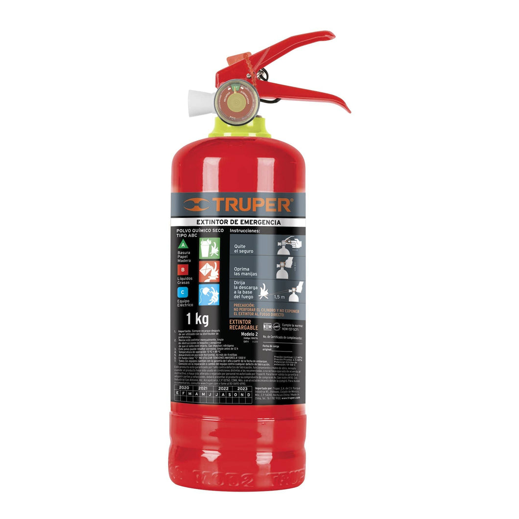Extintor portatil para emergencia tipo ABC, 2 kg