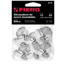 Cargar imagen en el visor de la galería, Mini-abrazadera reforzada, # 6, 1/2 - 3/4&#39;, bolsa 10 pzas
