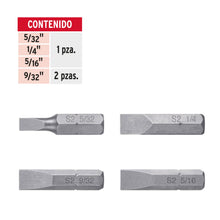 Cargar imagen en el visor de la galería, Puntas para desarmador planas combinadas 1&#39;, 5 piezas
