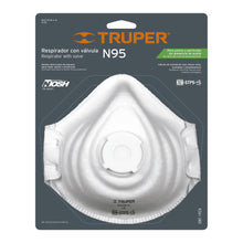 Cargar imagen en el visor de la galería, Respirador N95 con válvula para polvos y partículas, 1 pieza
