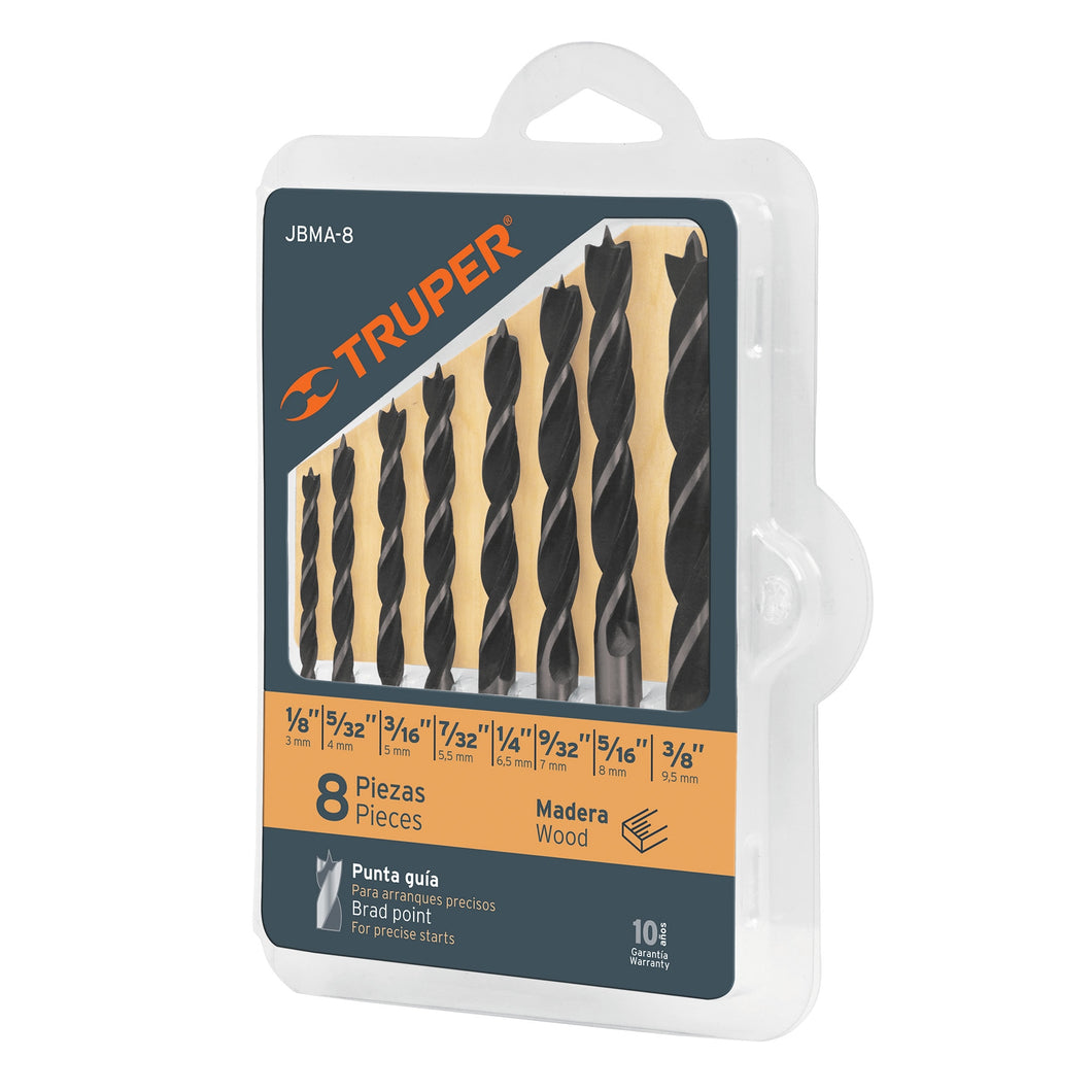 Juego de brocas para madera, 8 piezas