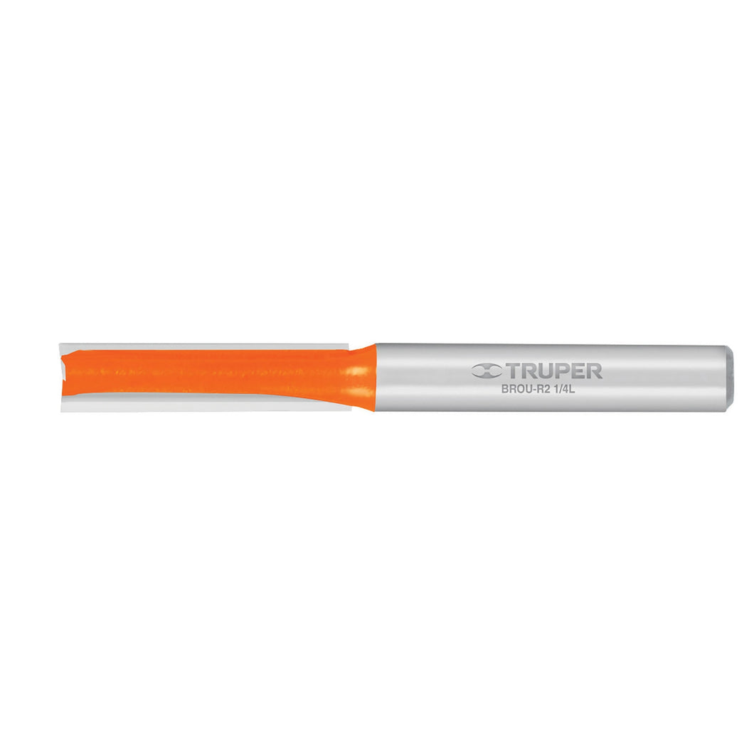 Broca para router, recta 2 filos, 1/4', larga