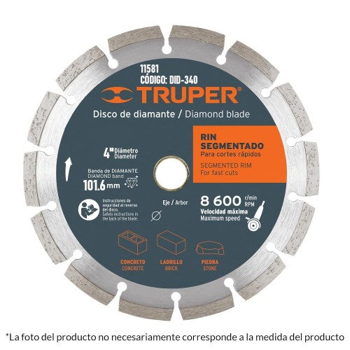 Disco de diamante, rin segmentado, 4'