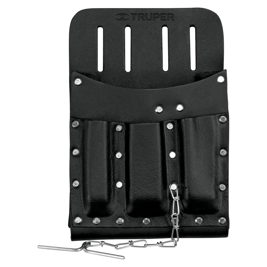 Porta herramientas de cuero, 11 compartimentos