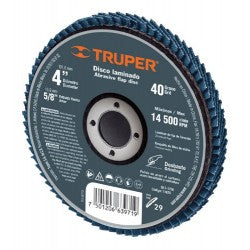 Disco laminado, tipo 29, diámetro 4', grano 40, centro 5/8'