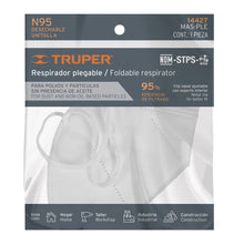 Cargar imagen en el visor de la galería, Respirador plegable N95, para polvos y partículas, 1 pieza
