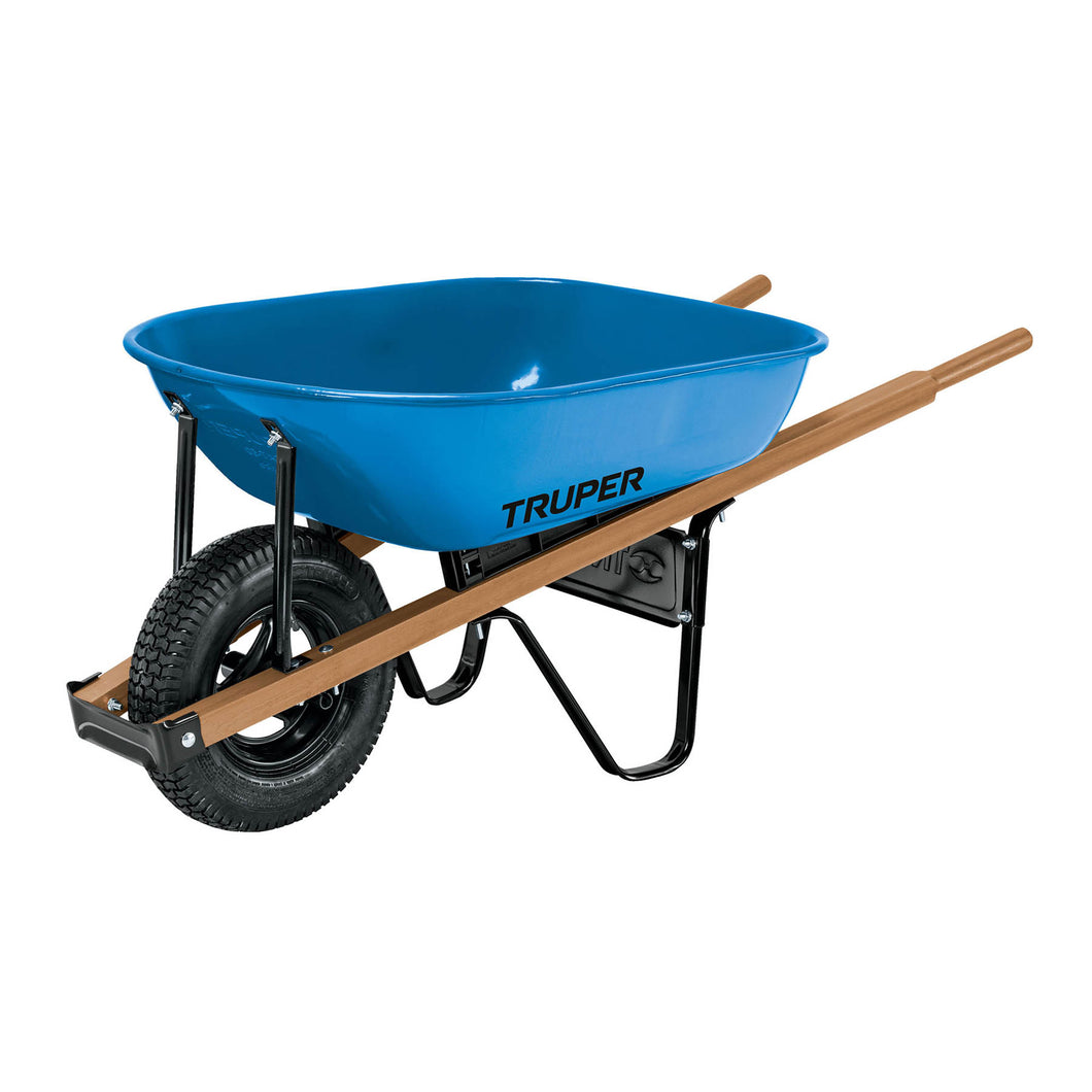 Carretilla 5.5 ft3, bastidor de madera, llanta reforzada