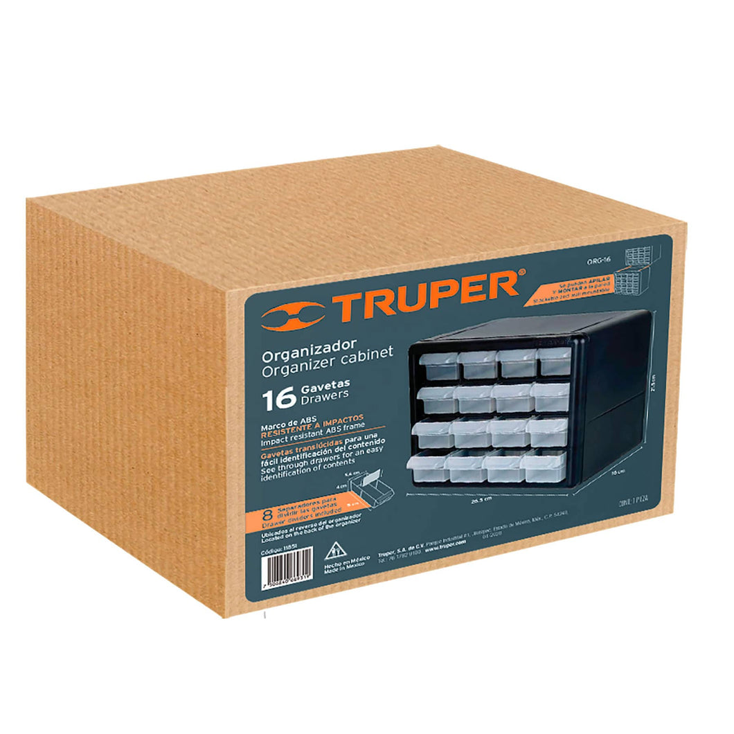 10', 16-compartment small parts organize