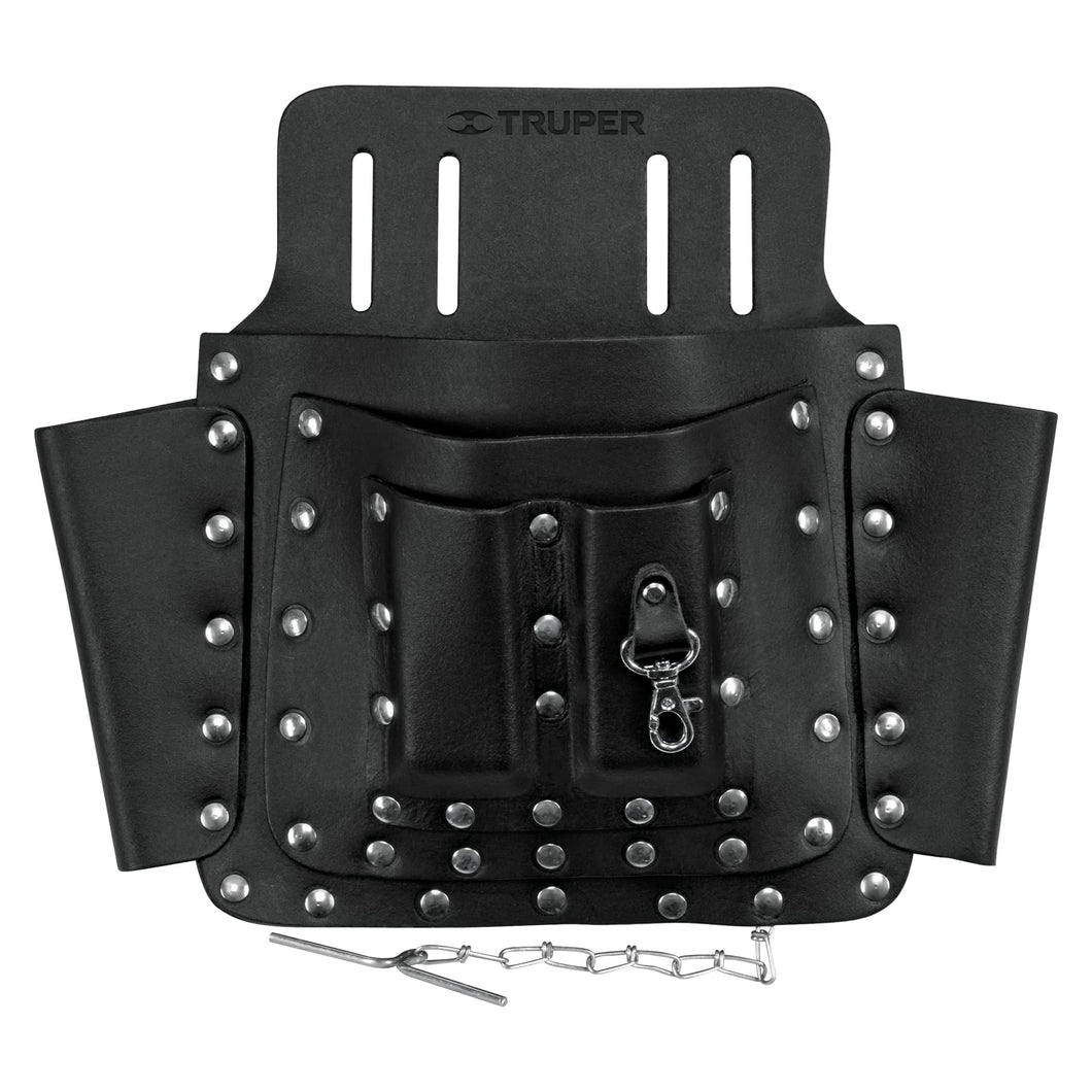 Porta herramientas de cuero, 8 compartimentos