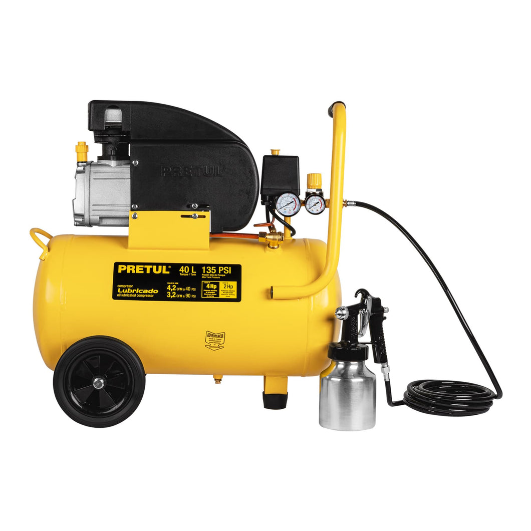 Kit, compresor 40 L, manguera de PVC y pistola, Pretul