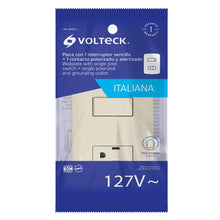 Cargar imagen en el visor de la galería, Placa armada contacto e interruptor, marfil, línea Italiana

