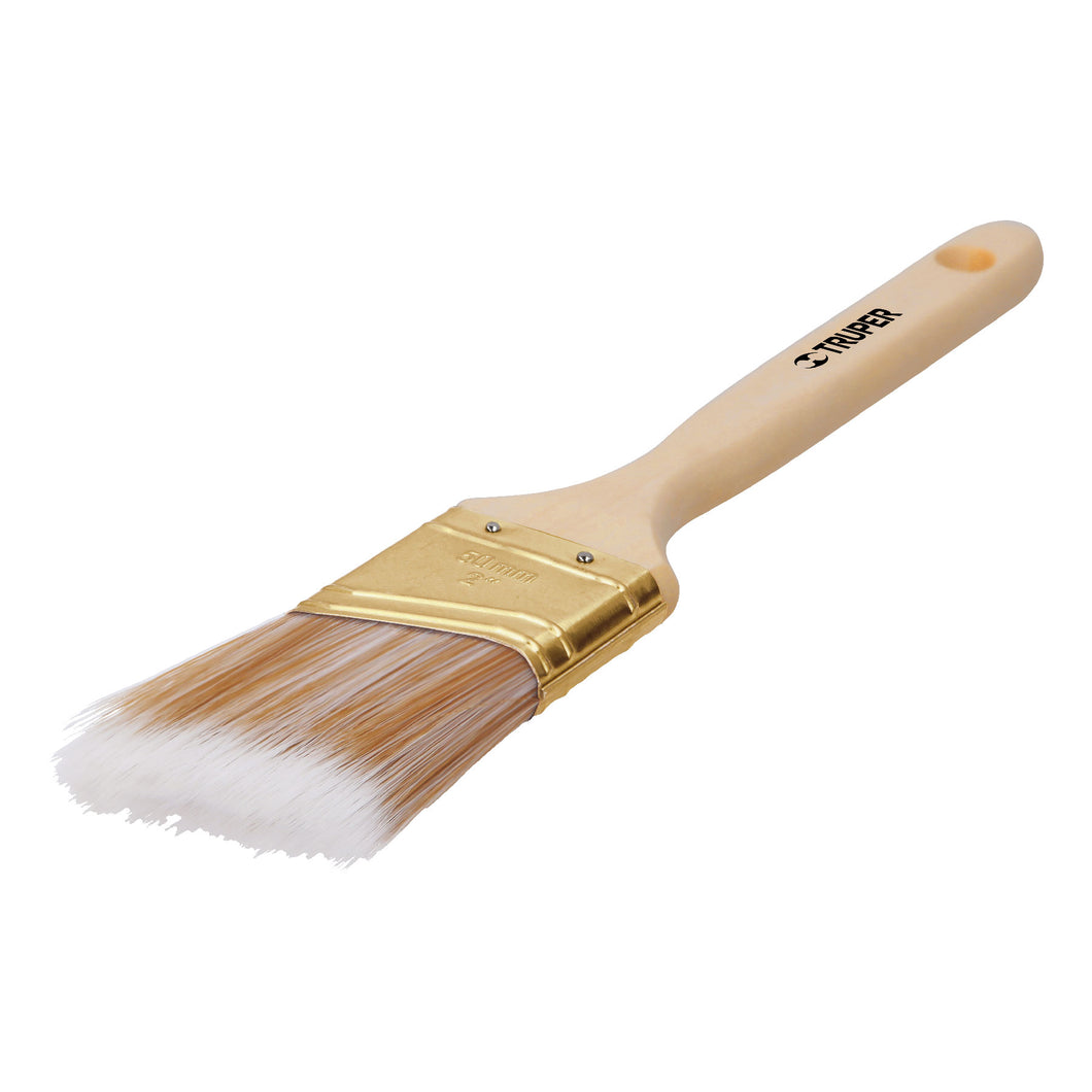 Brocha cerdas sintéticas, mango madera,corte angular, 2'
