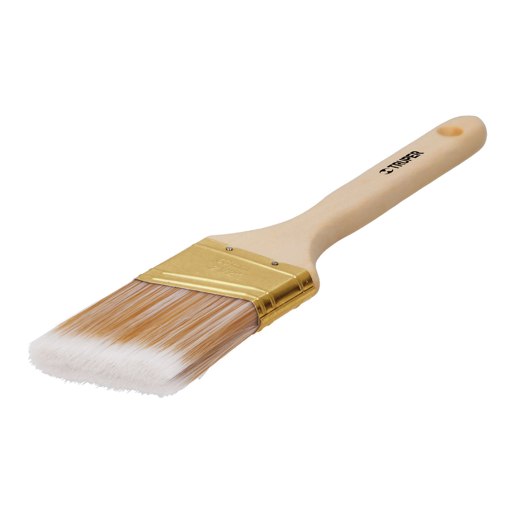 Brocha cerdas sintéticas, mango madera,corte angular, 2-1/2'