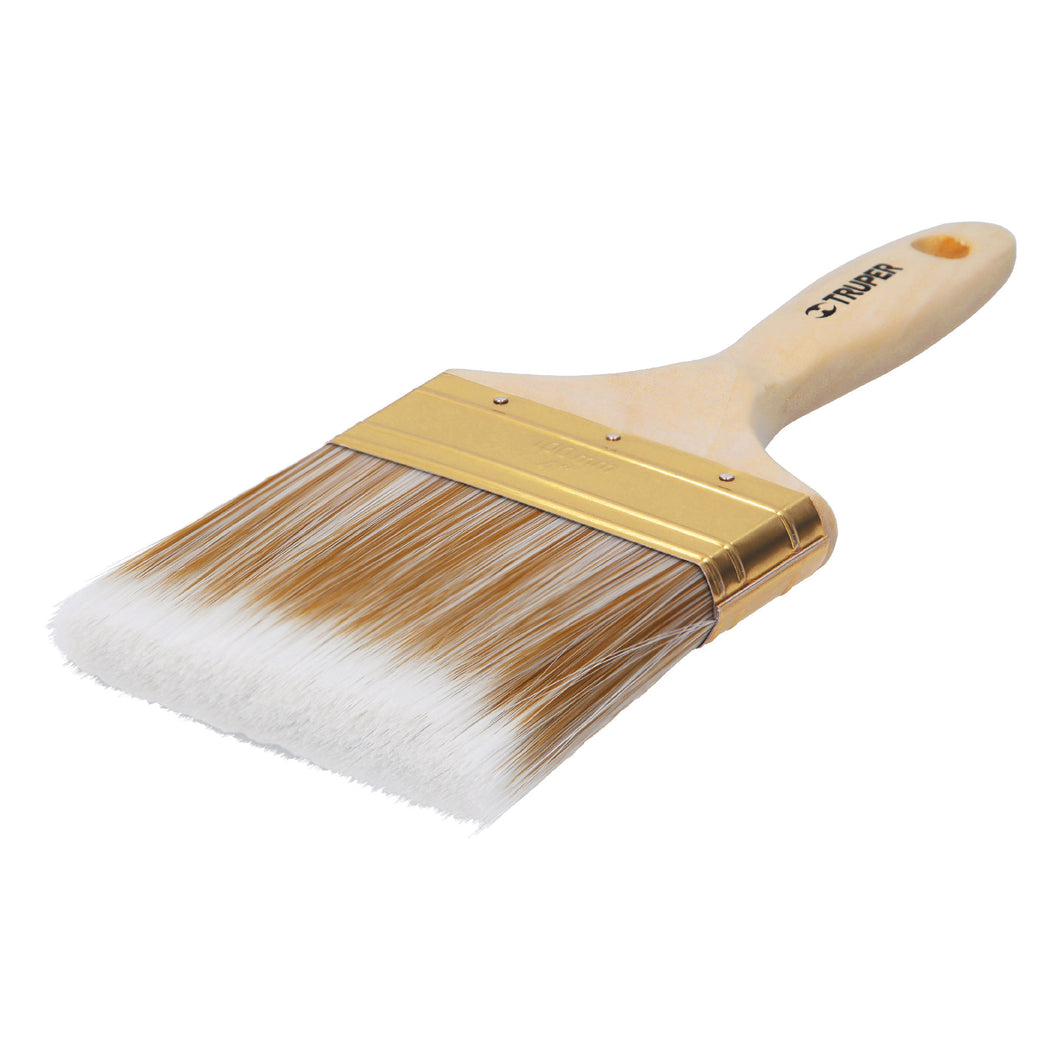 Brocha cerdas sintéticas,mango de madera, corte recto, 4'
