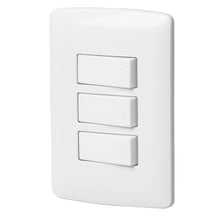 Cargar imagen en el visor de la galería, Placa armada 3 interruptores sencillos,blanco,línea Italiana
