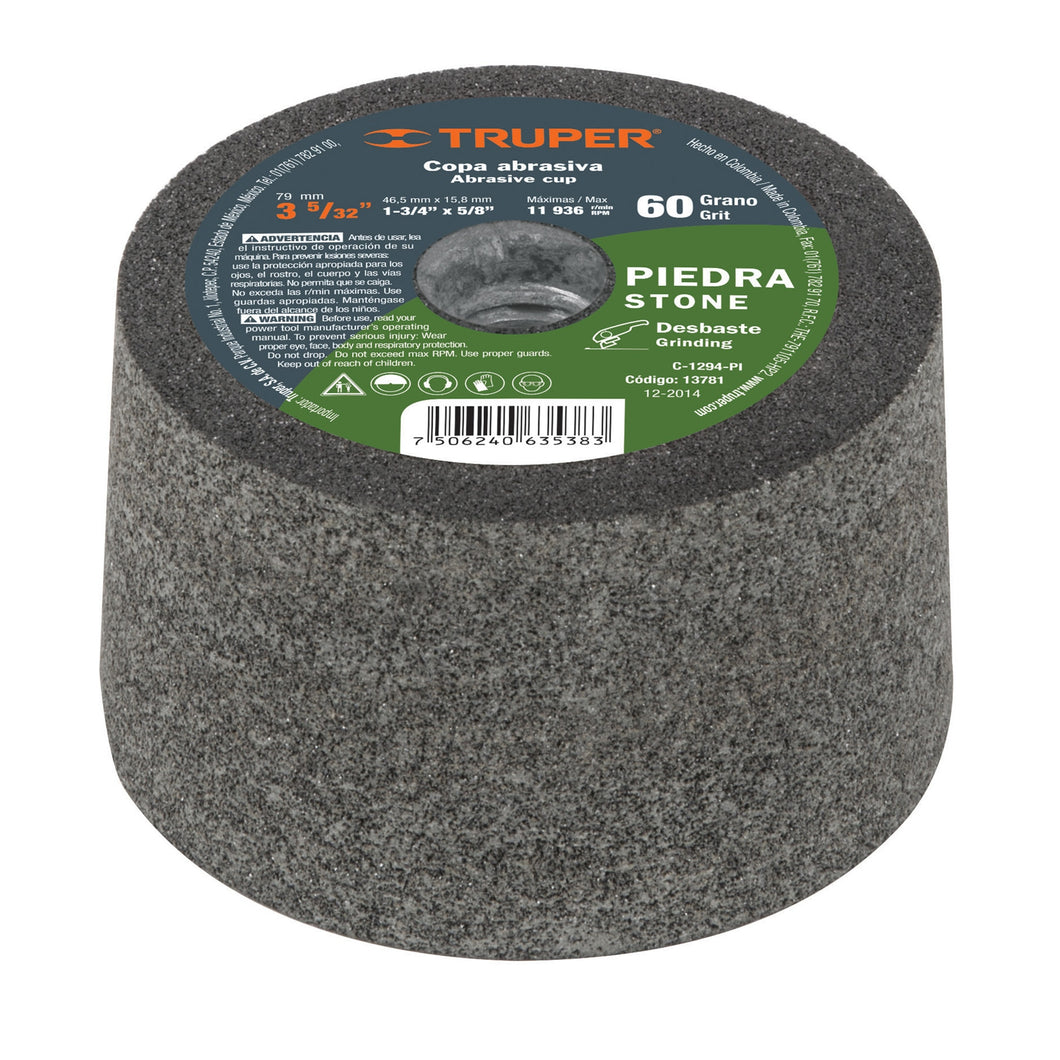 Copa desbaste, 3-5/32', grano 60 para piedra