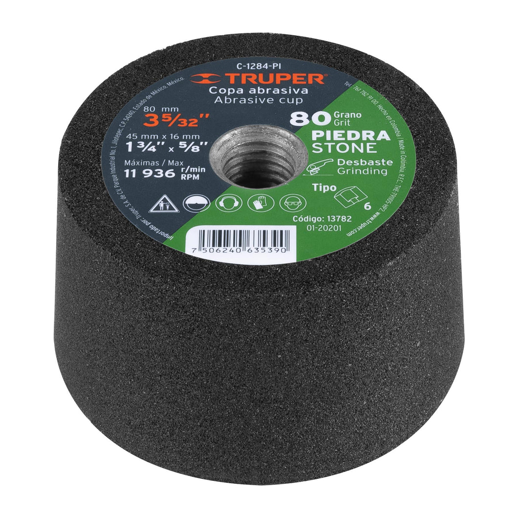 Copa desbaste, 3-5/32', grano 80 para piedra