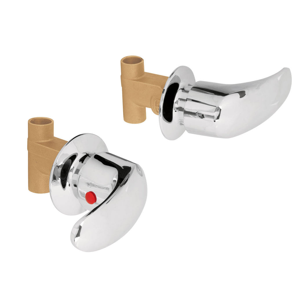 Juego 2 llaves de empotrar, soldable tipo palanca, Aqua