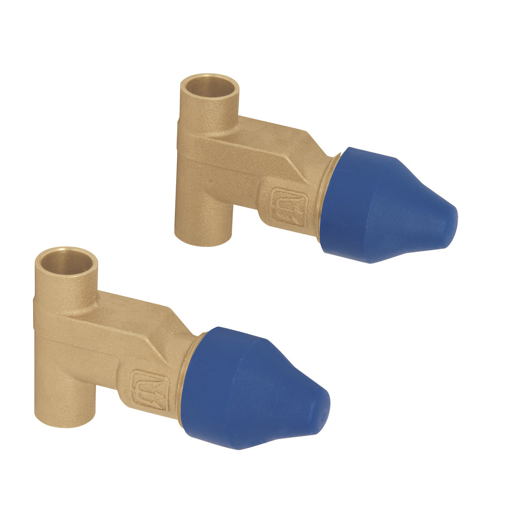 Juego 2 llaves de latón para empotrar soldables, Aqua