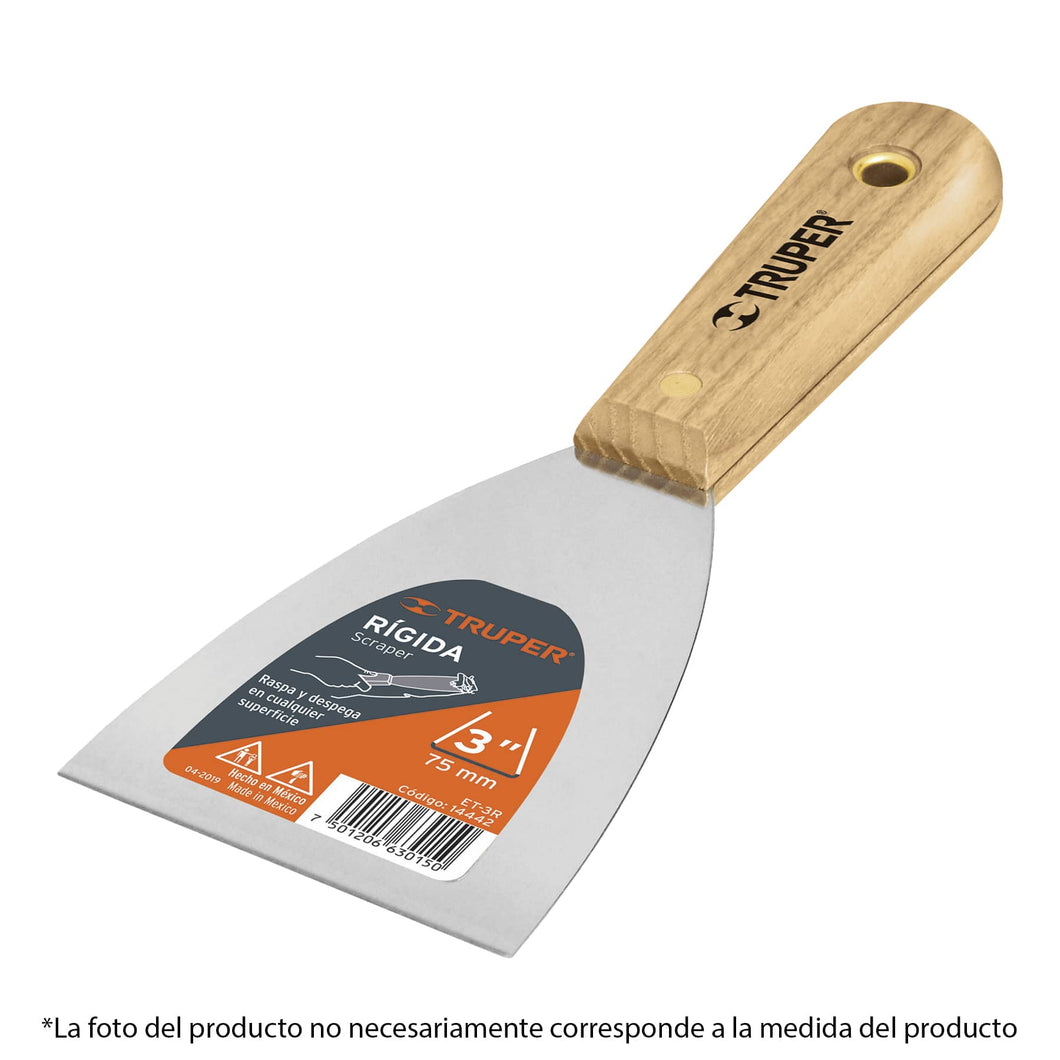 Espátula rígida, mango de madera, 1'