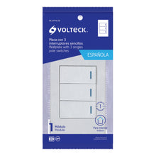 Cargar imagen en el visor de la galería, Placa armada 3 interruptores, 1 módulo, Española, blanco
