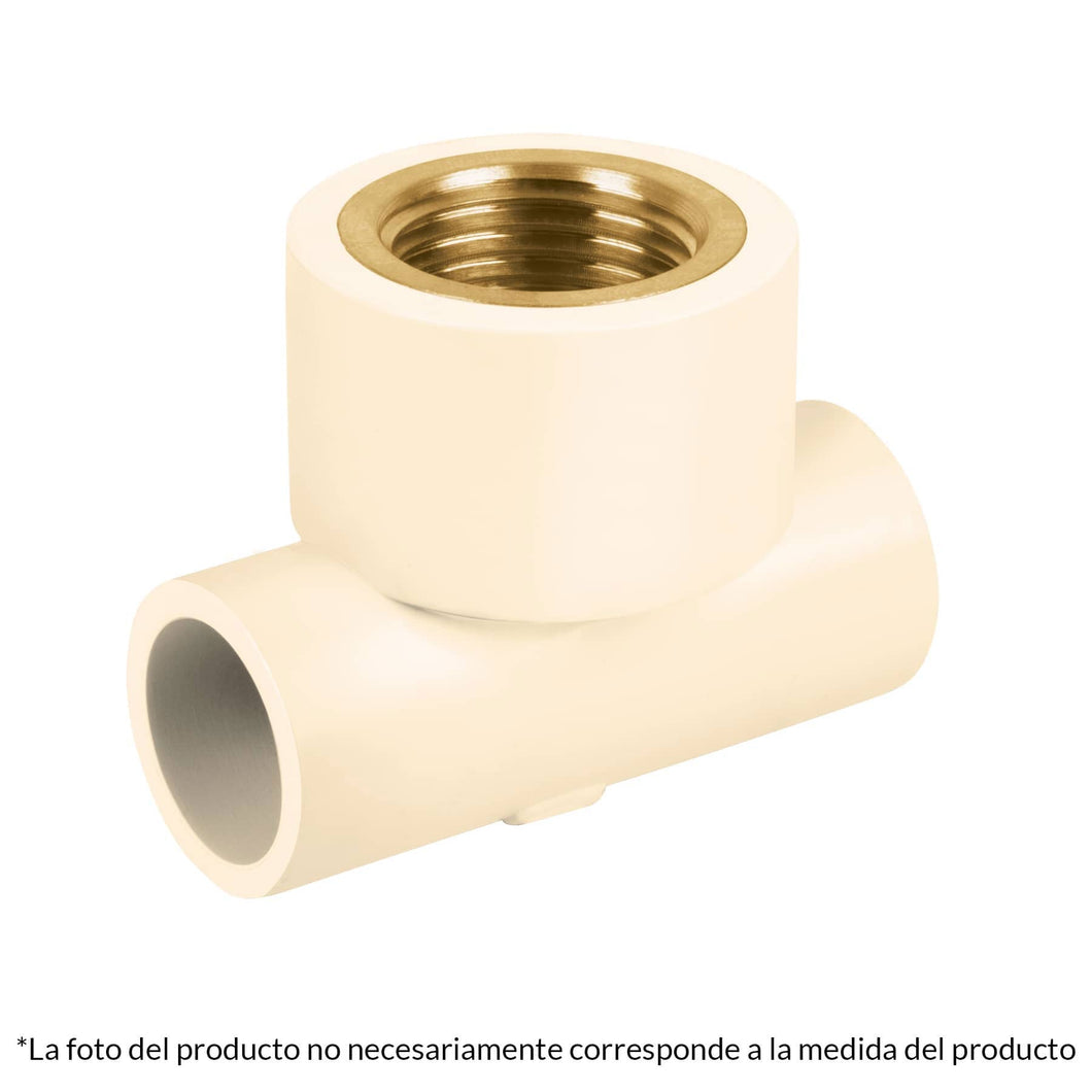 Tee reducida CPVC latón rosca interior 1x1x1/2'
