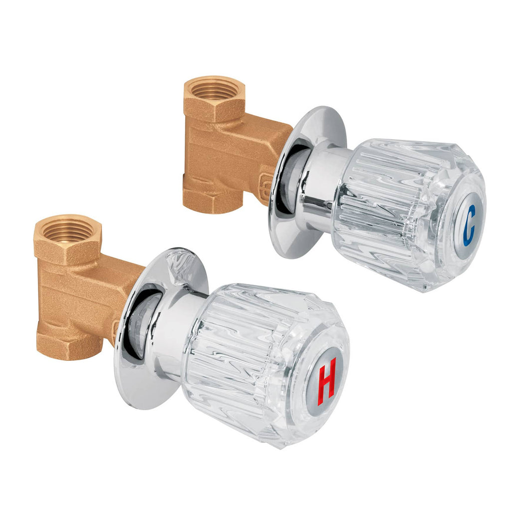 Juego 2 llaves empotrar, regadera, roscables, acrílico,Basic