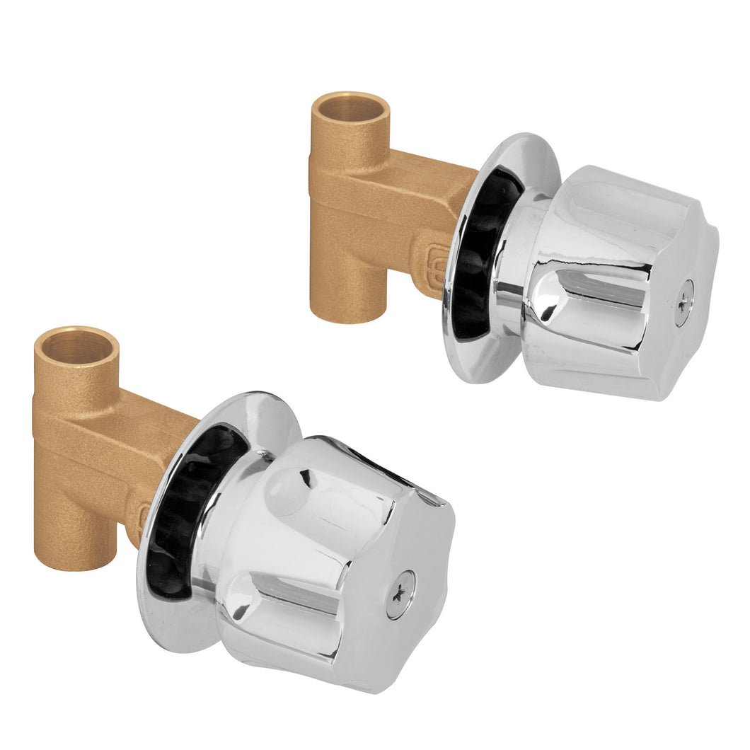 Juego 2 llaves empotrar, regadera, soldables, cubo, Basic