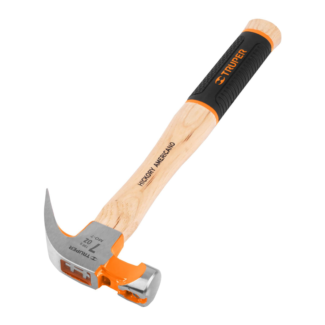 Martillo pulido uña curva 7oz, mango de hickory
