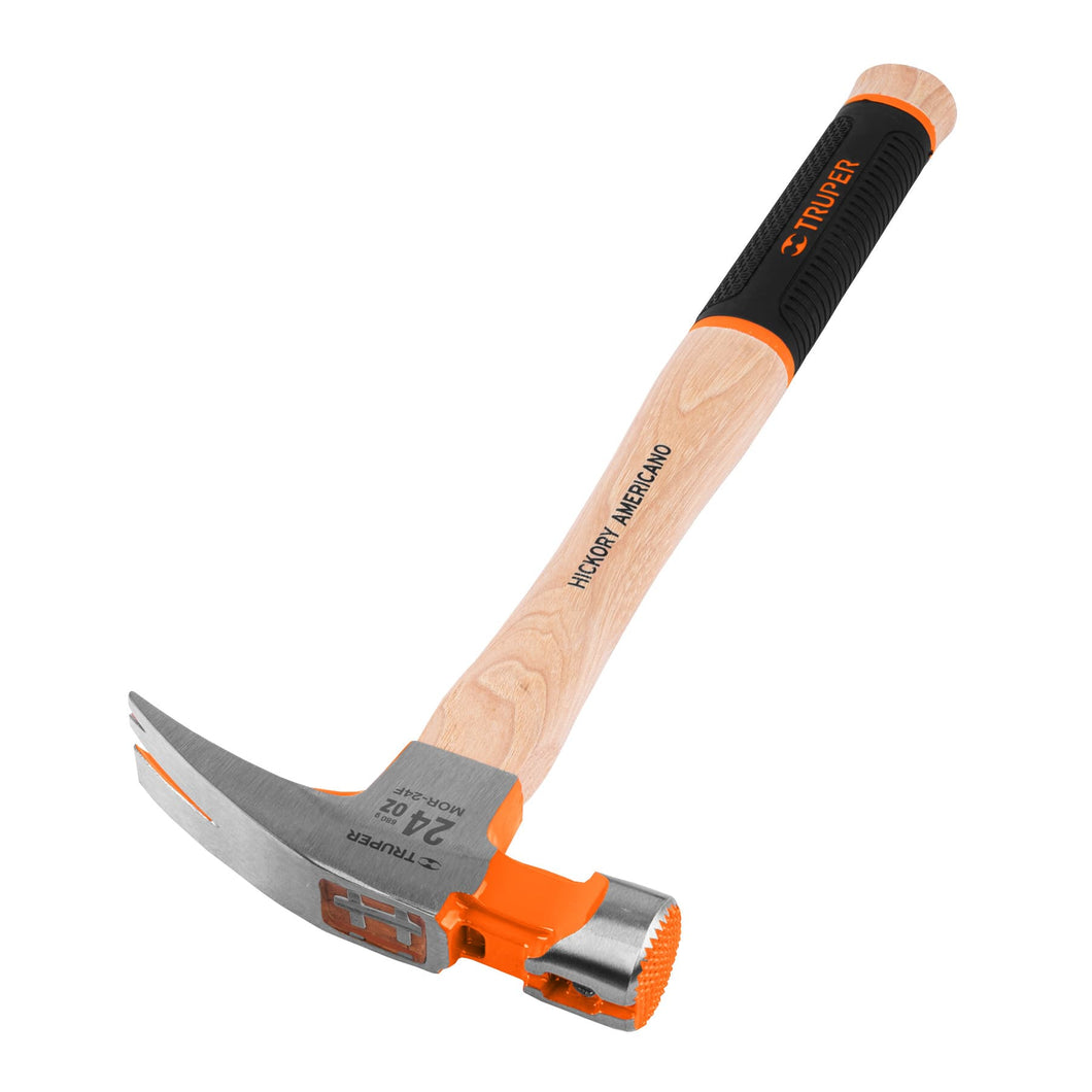 Martillo pulido uña recta 24 oz, boca fresada, mango hickory