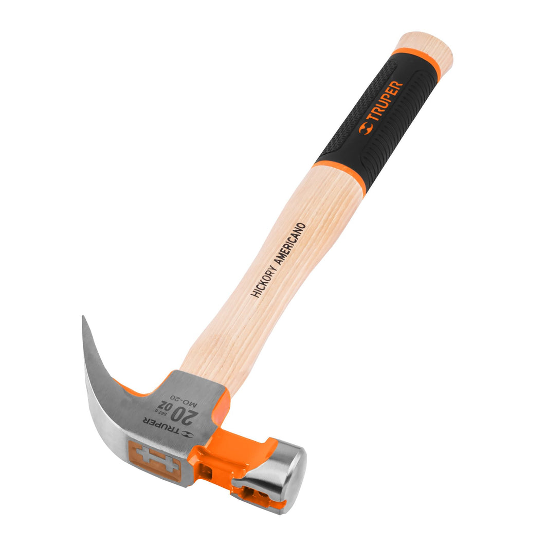 Martillo pulido uña curva 20 oz, mango de hickory