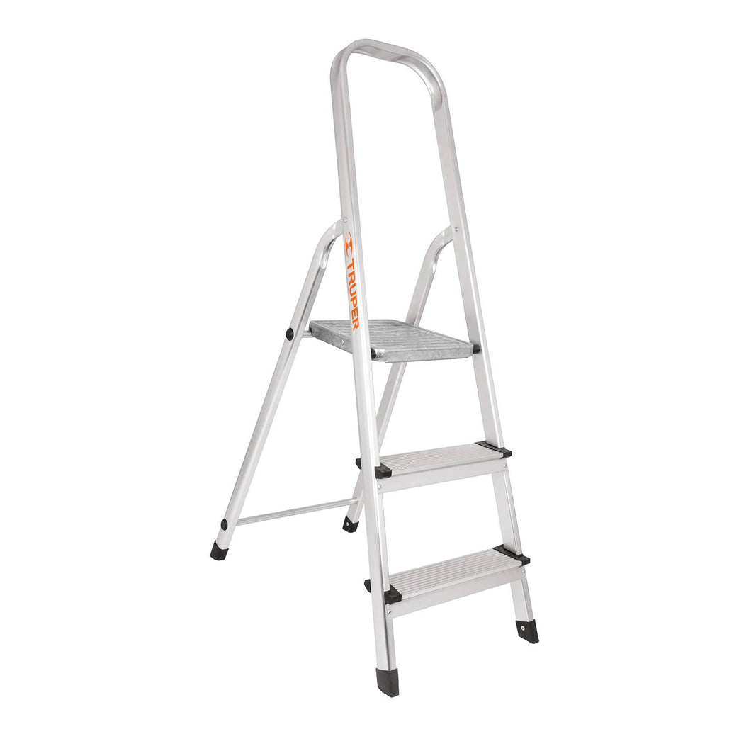 Escalera tubular, plegable, 3 peldaños, aluminio