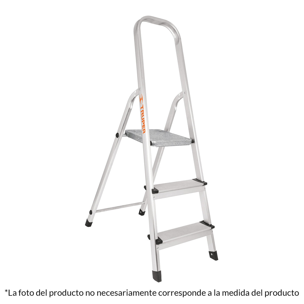 Escalera tubular, plegable, 4 peldaños, aluminio